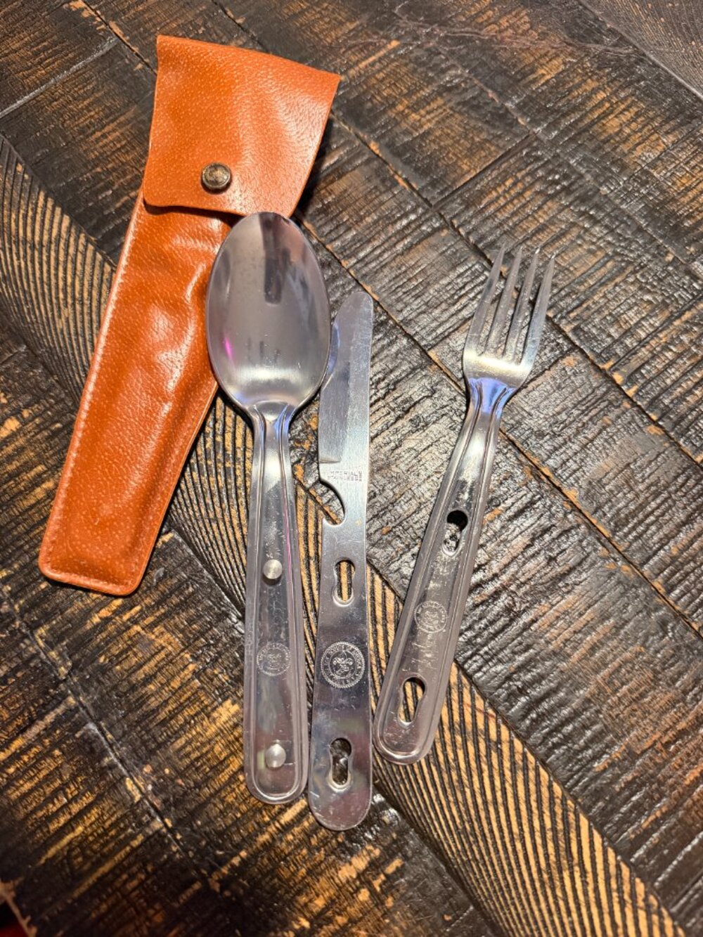 Vintage Boy Scouts of America Silverware Utensil Set Stainless Steel with Case